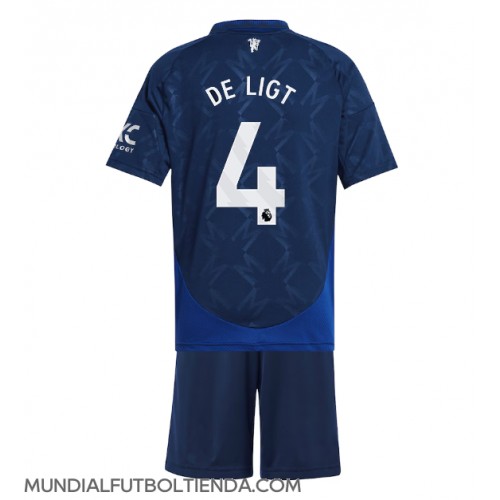 Camiseta Manchester United Matthijs de Ligt #4 Segunda Equipación Replica 2024-25 para niños mangas cortas (+ Pantalones cortos)